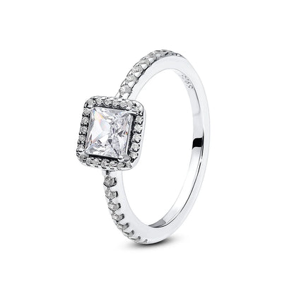 Original 925 Sterling Silver Ring Love Heart Pave CZ Crystal Stackable Rings For Women Wedding Engagement Birthday Gift Jewel