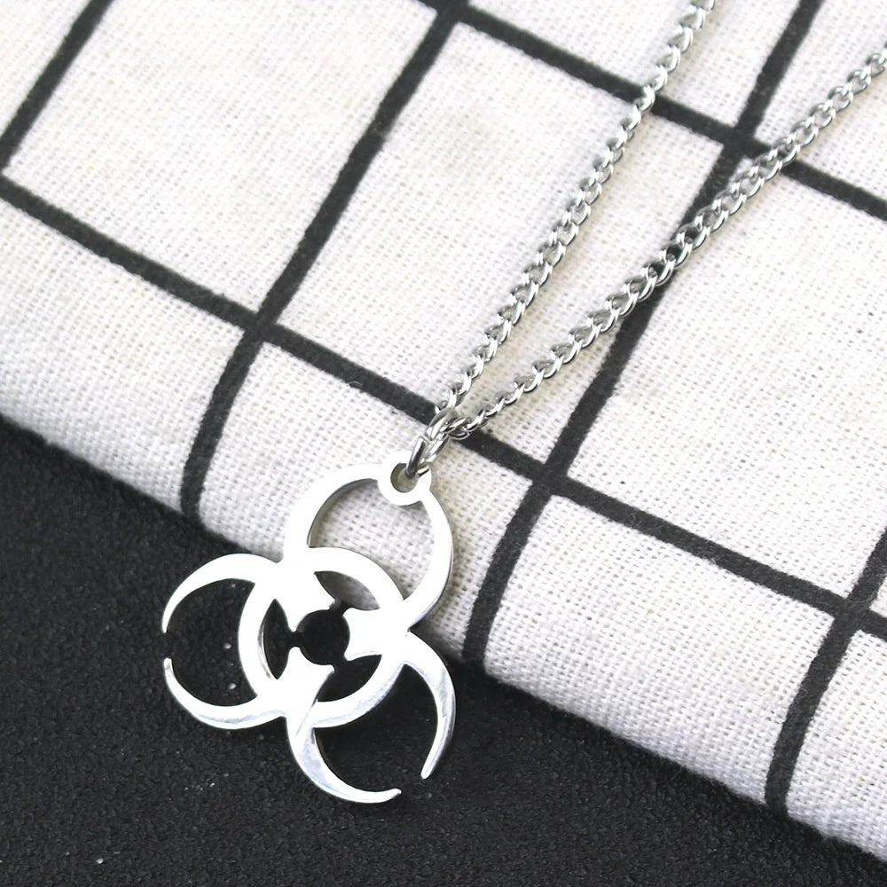 Necklace Trendy Men And Women INS Street Punk Hip-Hop JewelryNew Stainless Steel Biochemical Logo Pendant