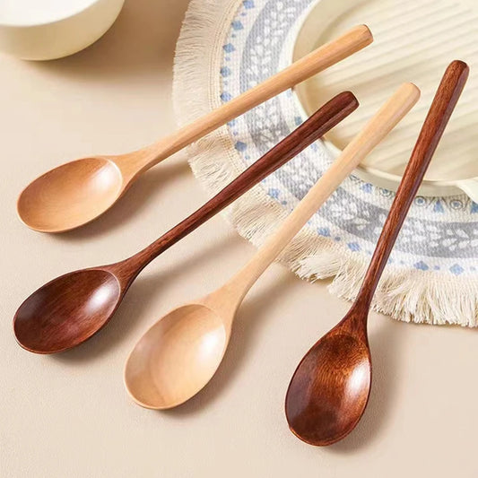 2pcs Wooden Spoon Tableware Kitchen Cooking Utensil Tools Soup Tea Spoon Catering Cooking Tool Coffee Soup Teaspoon Honey Spo