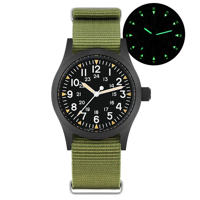 Militado ML05 Vintage Watch VH31 Sweep Second Movement Domed Sapphire Crystal With High Clear AR Coating Luminous 38mm Watche