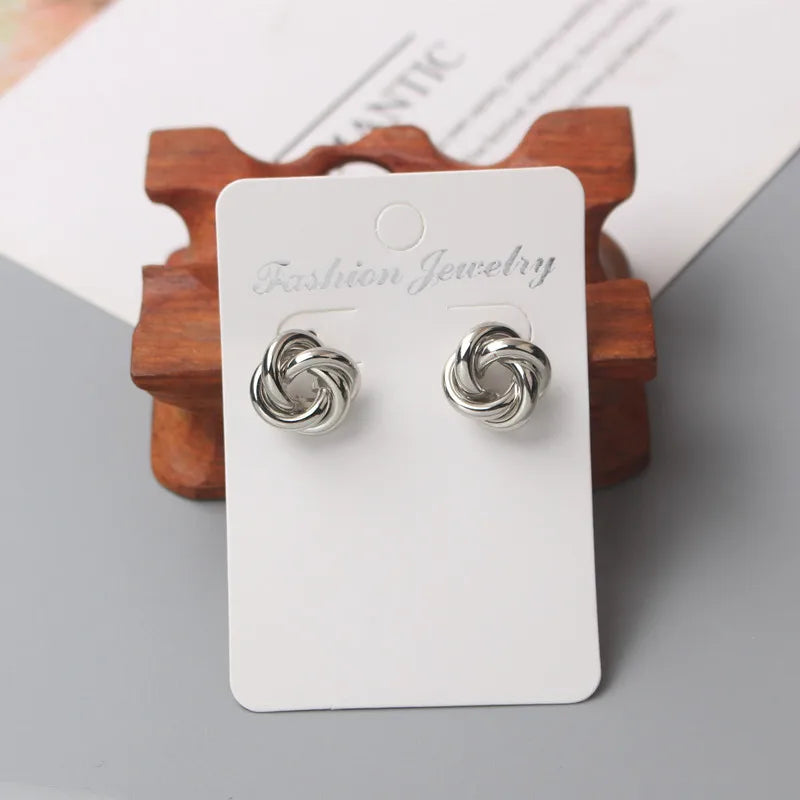 Tiny Metal Stud Earrings for Women Gold Color Twist Round Earrings Small Unusual Earrings Boucles D'Orailles Fashion Jewelry