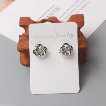 Tiny Metal Stud Earrings for Women Gold Color Twist Round Earrings Small Unusual Earrings Boucles D'Orailles Fashion Jewelry