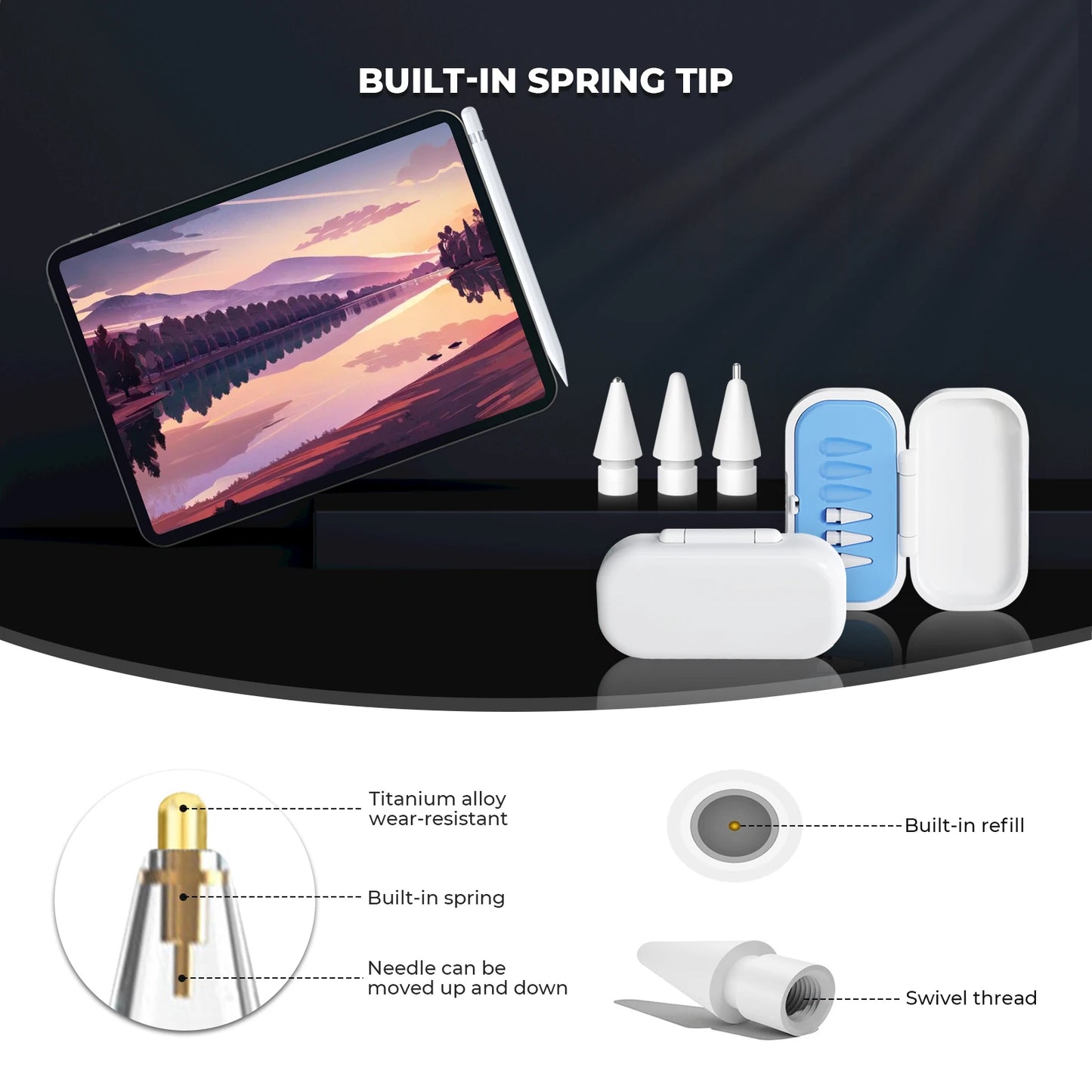 4 / 6 Pcs Replacement Pencil Tips For Apple Pencil Pro/2nd Gen/1st Gen/USB-C, Upgraded iPad Pen Tips With Storage Case
