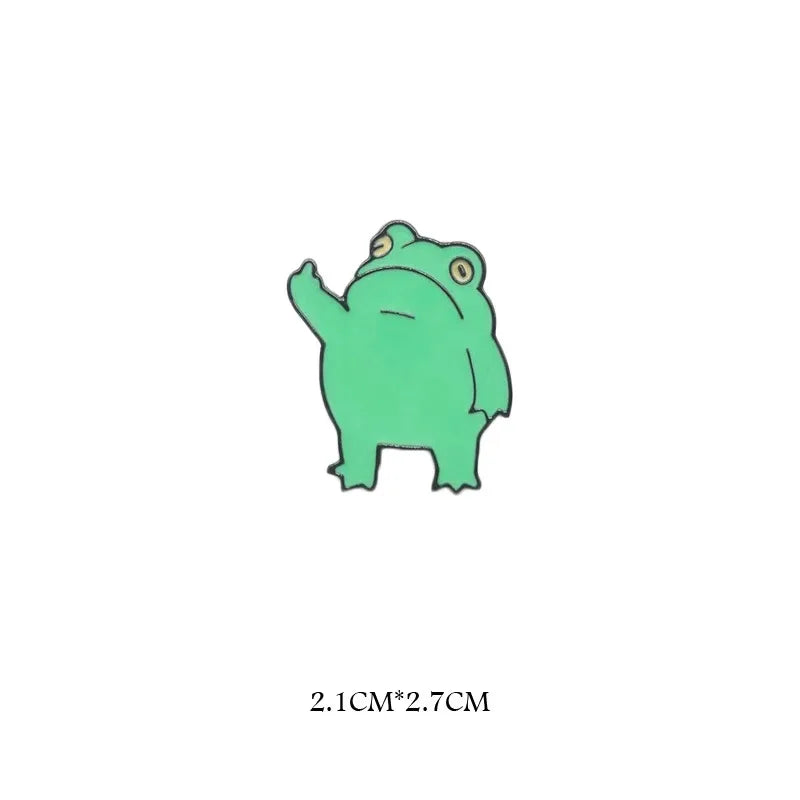 Cute Funny Vertical Middle Finger Frog Alloy Brooch Creative Cartoon Animal Badge Personality All-match Clothing Accessories