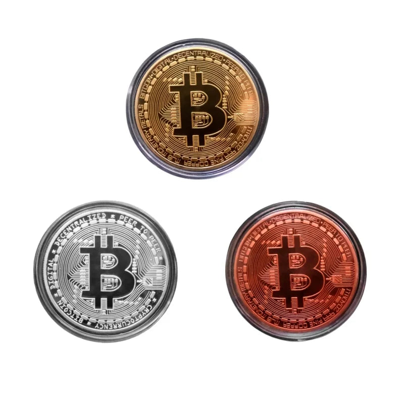 3/1PC Bitcoints BTC Coins Collectible Collection Gold Plated Bitcoin Coin Collectible Art Collection Gift Physical Commemorat