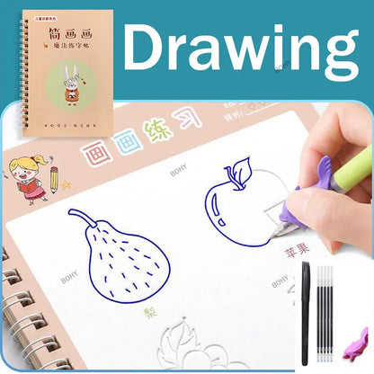 Reusable Children 3D Copybook For Calligraphy Numbers 0-10 Handwriting Copybooks Learning Math Writing Practice Book For Kids