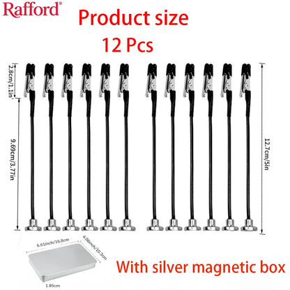 Rafford 12Pcs Bendable Model Painting Alligator Clip Sticks Rubber Tips + Metal Magnetic Base - for Airbrush, Hobby Model Par