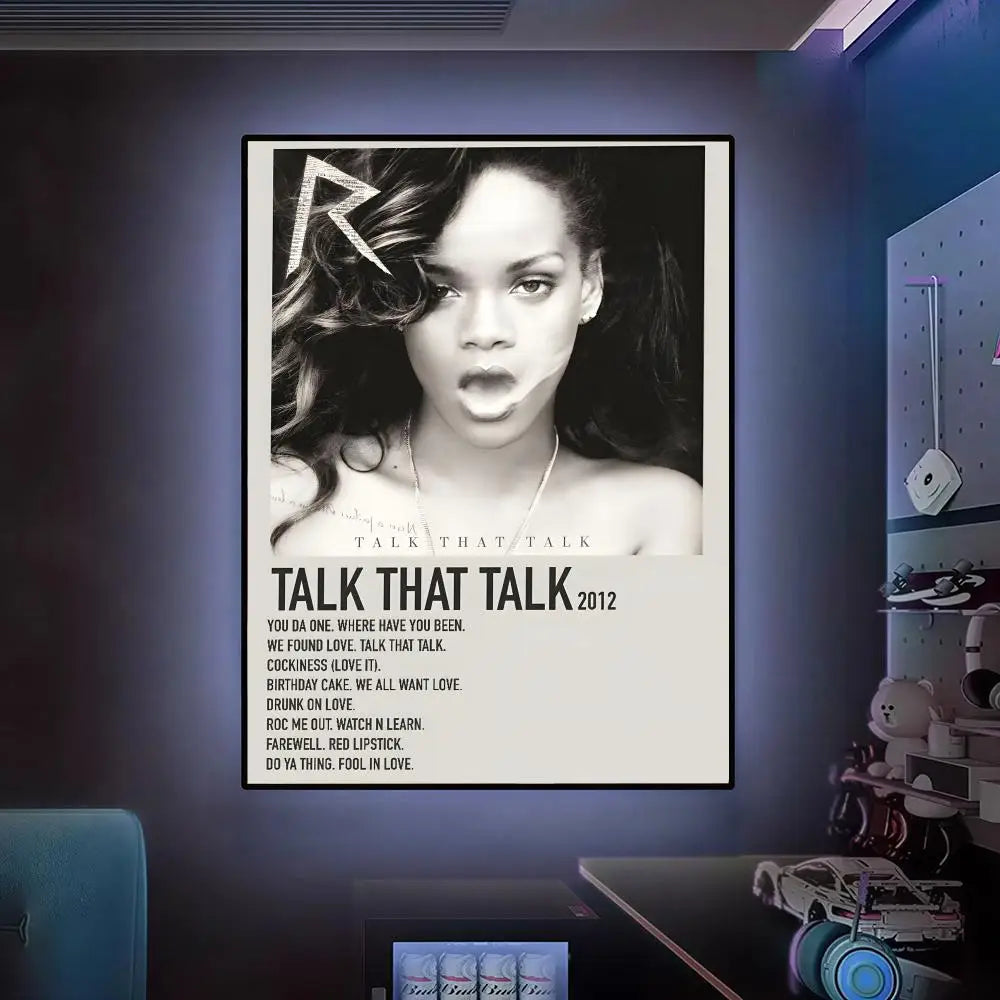 R-Rihannas Hot Singer Music Poster Versatile HD Waterproof Wall Art Self-Adhesive Decor for Any Space Ideal Gift