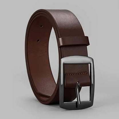 New Luxury Belt for Men PU Leather Belt Metal Pin Buckle Famous Brand Designer Waist Strap Belt for Jeans Plus Size - Brown-4