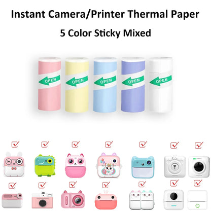 Kids Camera Instant Print Refill for Kids Instant Camera Thermal Printing BPA Free,57x25mm White Non-Adhesive Photo Print Rol