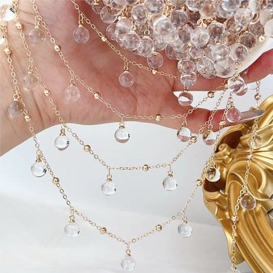 1Meter Transparent Round Glass Beads Chains Crystal Chain DIY Women Necklace Bracelet Fashion Jewelry Making Accessorie Suppl