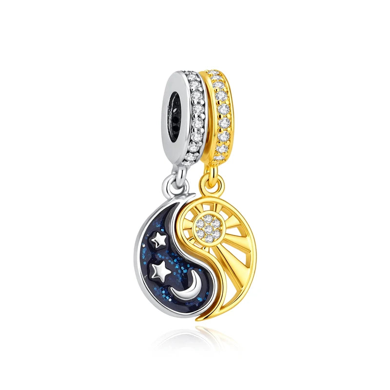925 Sterling Silver Charms Fit Original Bracelets Star Moon Sun Spaceman Pendant Beads DIY Women Necklaces Jewelry