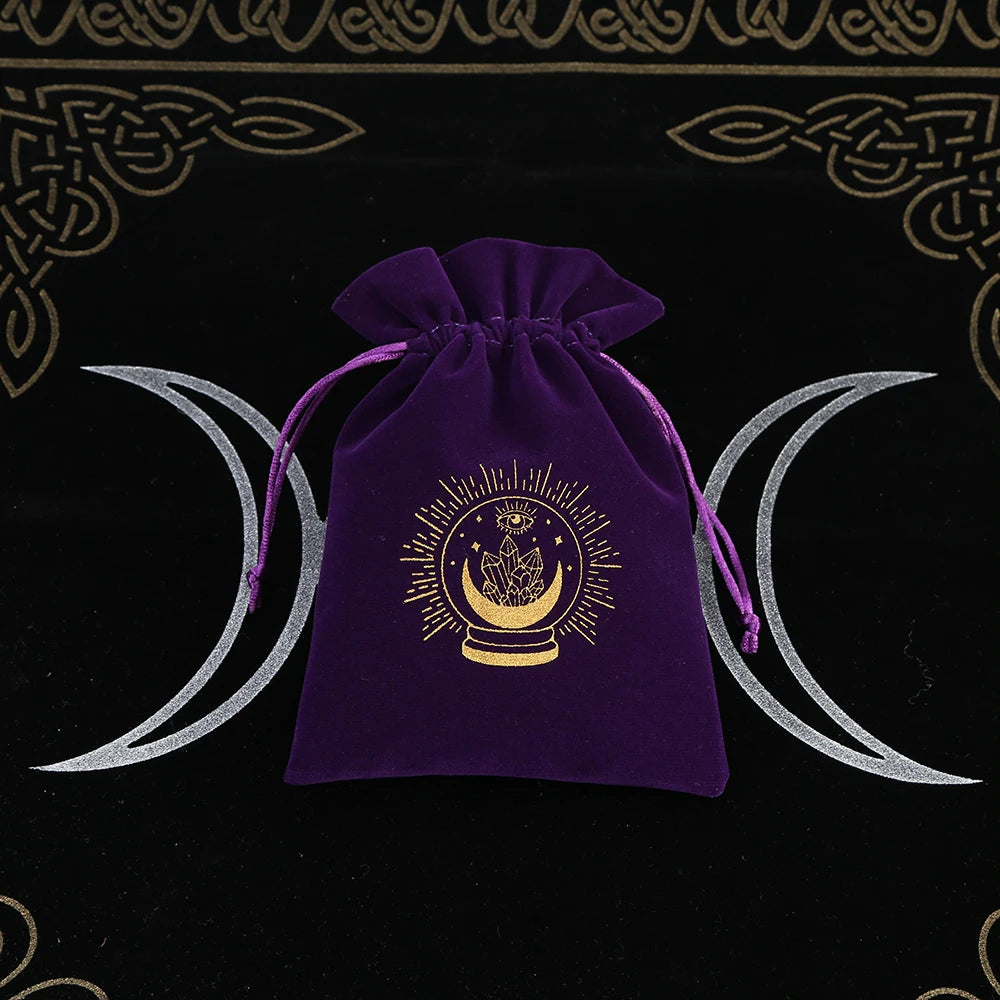 1Pcs Tarot Storage Velvet Bag Drawstring Suede Pocket Board Game Card Embroidery Package Witchcraft Supplies for Altar Tarot 