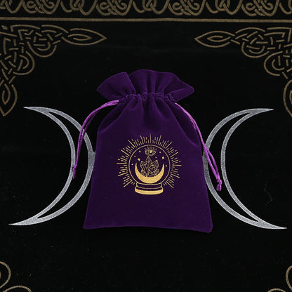 1Pcs Tarot Storage Velvet Bag Drawstring Suede Pocket Board Game Card Embroidery Package Witchcraft Supplies for Altar Tarot 