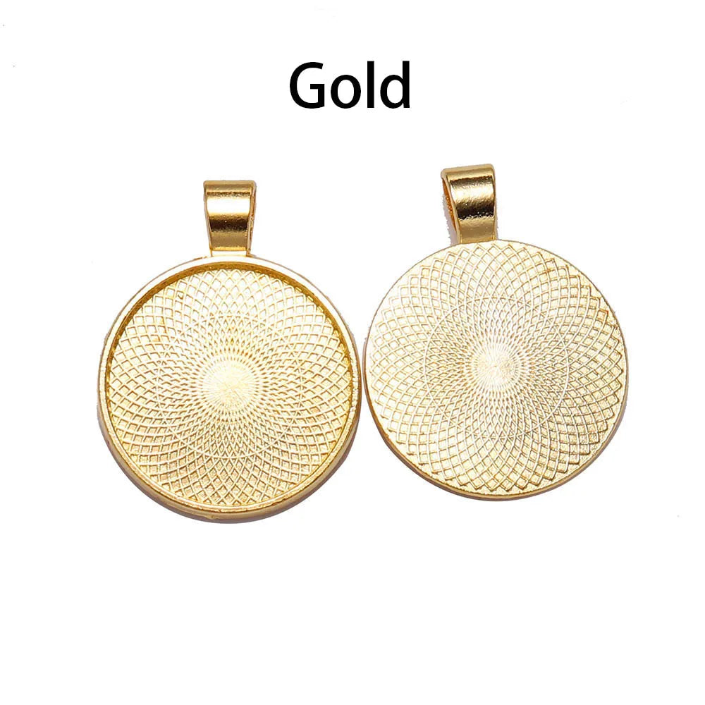 10Pcs 20/25/30mm Necklace Pendant Setting Cabochon Cameo Base Tray Bezel Blank For Pendants Cabochons Jewelry Making Accessor