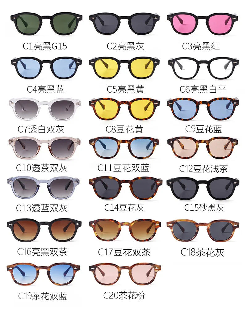 Vintage Fashion Shell Round Sunglasses Women Men 2024 Brand Design Retro Rivet Yellow Blue Lens Square Sun Glasses Female UV4