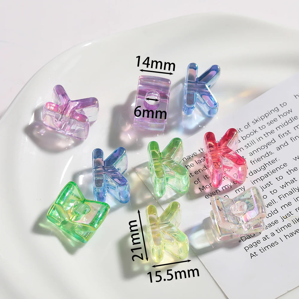 5pcs/lot Multicolour Random Letter Beads Acrylic Transparent Alphabet Bead For Jewelry Making DIY Necklace Keychain Accessori