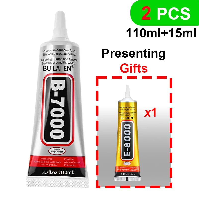 B7000/E8000 Adhesive (15/110g) for Mobile Phones, Jewelry, Metal, Plastic, Toys, and Shoes – Waterproof and Transparent - 110