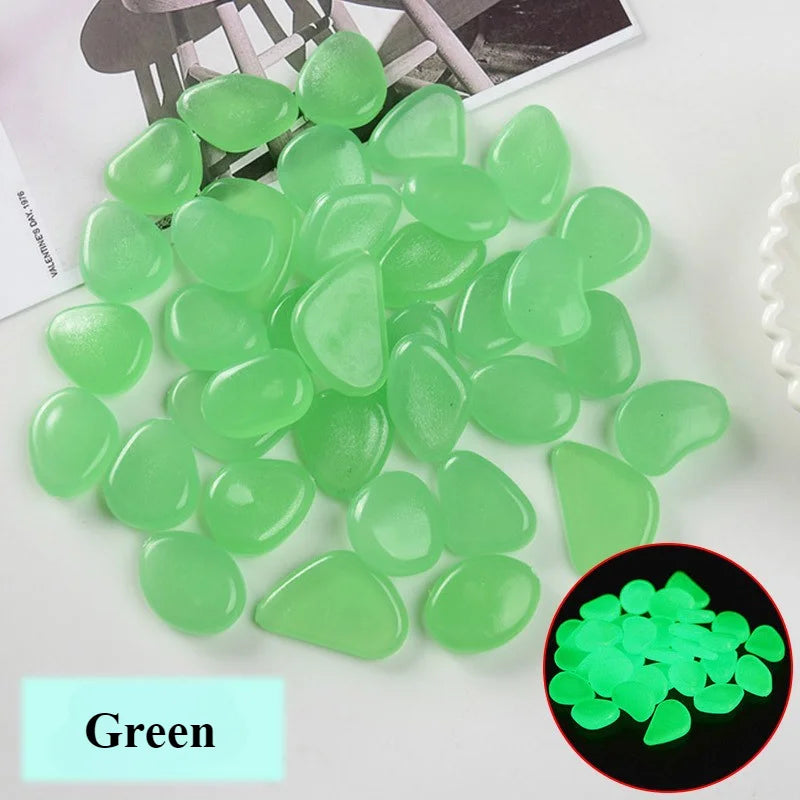 New Luminous Stones Glow in The Dark Pebbles Stones Fluorescent Rocks for Fish Tank Aquarium Aquatic Landscape Home Decor 1cm