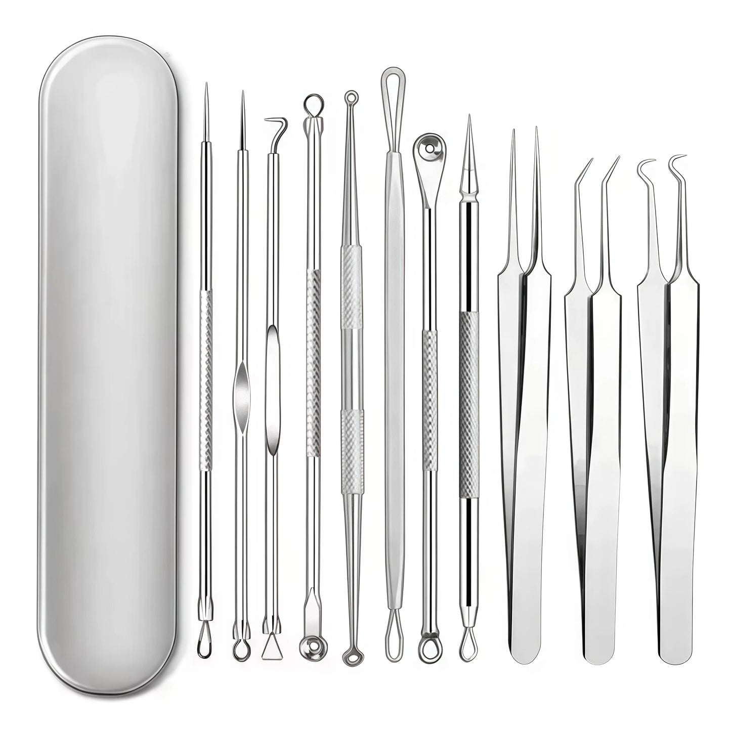 4-11Pcs Ingrown Hair Tweezers Acne Blackhead Removal Needles Black Dots Cleaner Deep Cleansing Pore Cleaner Face Skin Care To