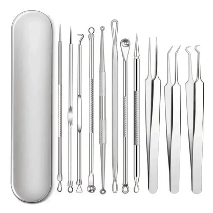 4-11Pcs Ingrown Hair Tweezers Acne Blackhead Removal Needles Black Dots Cleaner Deep Cleansing Pore Cleaner Face Skin Care To