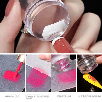 Nail Stamping Plates Pure Clear Jelly Nails Art Stamper Scraper Set Print Silicone Marshmallow Design Manicure Accessories To