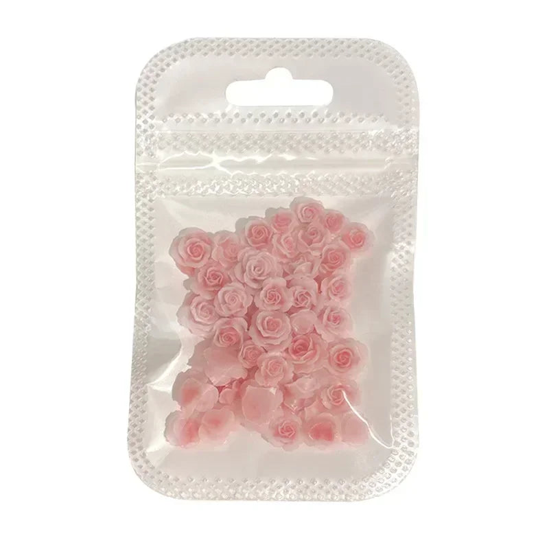 50Pcs Vintage 3D Rose Flowers Nail Art Jewelry Decoration Colorful Halo Dyeing Camellia DIY Fashion Manicure Accessory