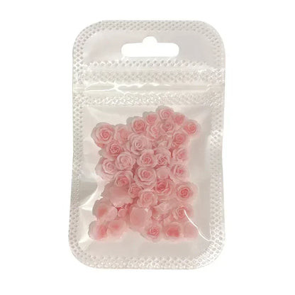 50Pcs Vintage 3D Rose Flowers Nail Art Jewelry Decoration Colorful Halo Dyeing Camellia DIY Fashion Manicure Accessory
