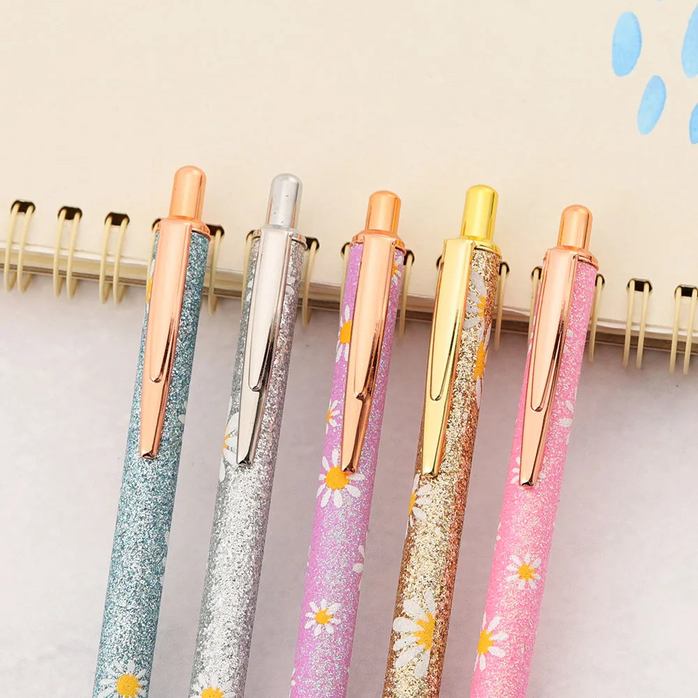Ballpoint Pen, Metal Daisy Kawaii, 5 Pieces, For School, DIY Crafts