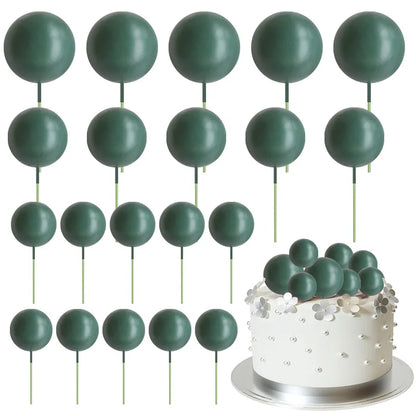 20Pcs Colorful Balls Cake Topper Mini Balloons Cupcake Insert Sticks for Wedding Birthday Party Cake DIY Decoration Baby Show