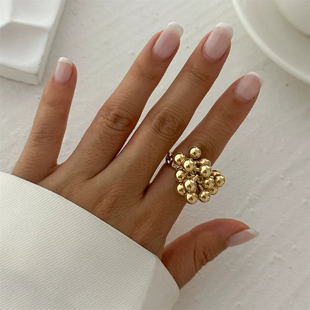 2025 Fashion Simple Small Ball Ring for Women Men 2025 Punk Hip Hop Metal Open Finger Ring Female Jewelry Gift - 1