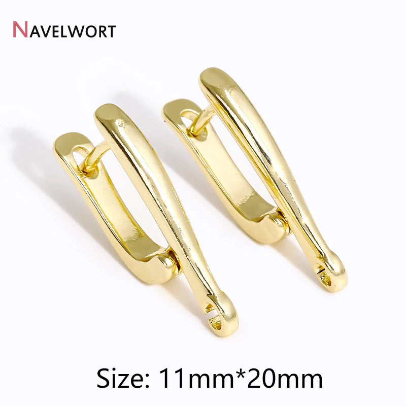18K Gold Plated Brass Metal Earwires Basic Fasteners,Earring Fixtures,Inlaid Zircon Earring Hooks,Earring Making Supplies - 1