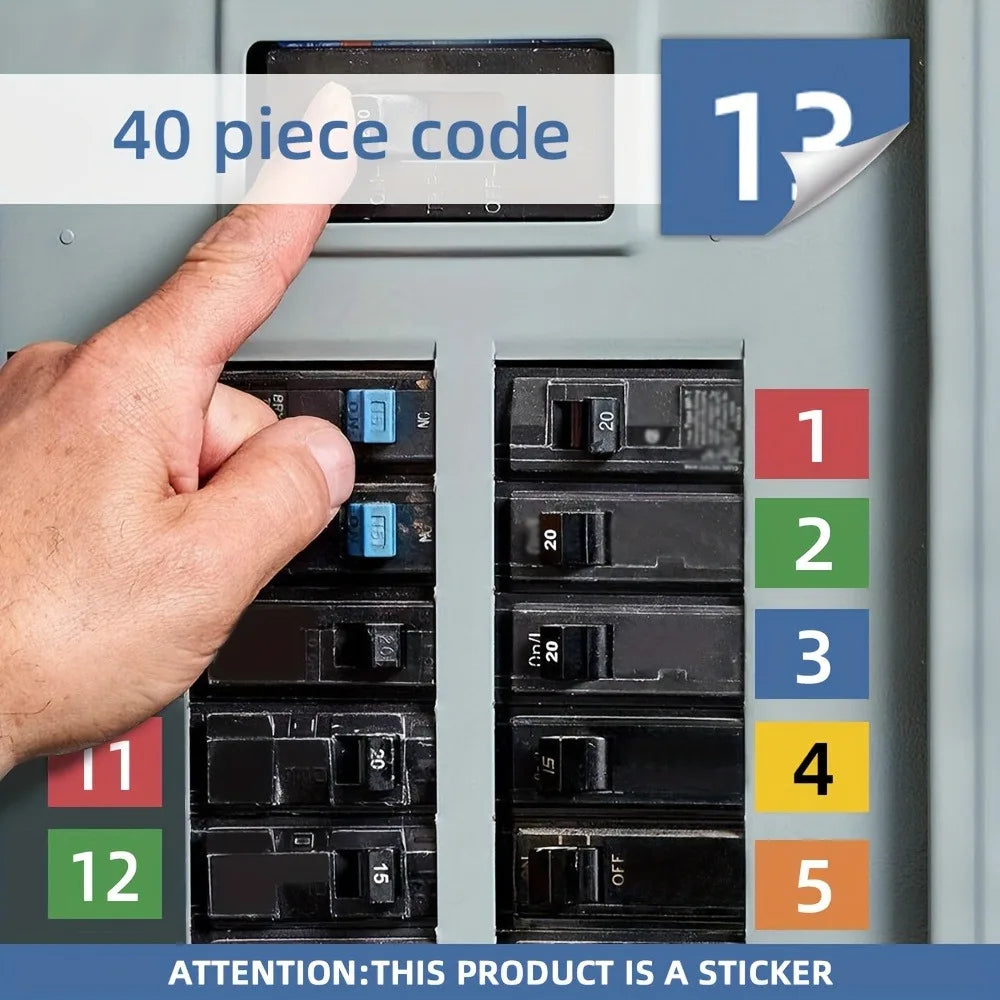 Circuit Breaker Label Kit with Marking Panel (1-10, N, T, R, S) | Handwritten Electrical Panel Stickers for Distribution Boxe
