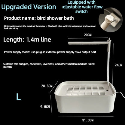 Bird Daily Use Bathtub Bird Shower Basin for Health Tabletop Parrots Bathing Parrot PeonyBath Automatically Circulates Bird B