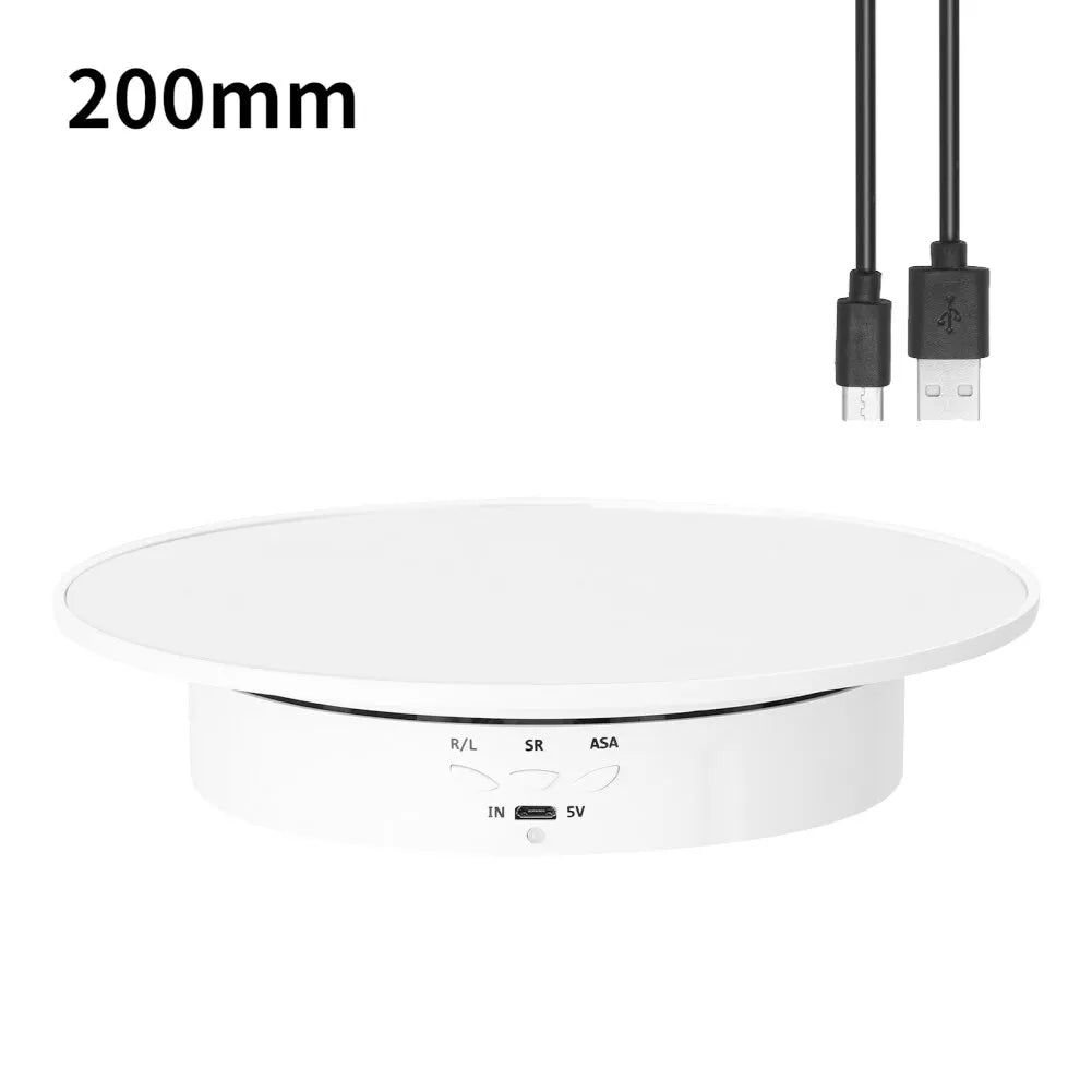 3 Speeds Electric Rotating Display Stand Mirror 360 Degree Turntable Jewelry Holder Battery/USB Power for Photography Shootin