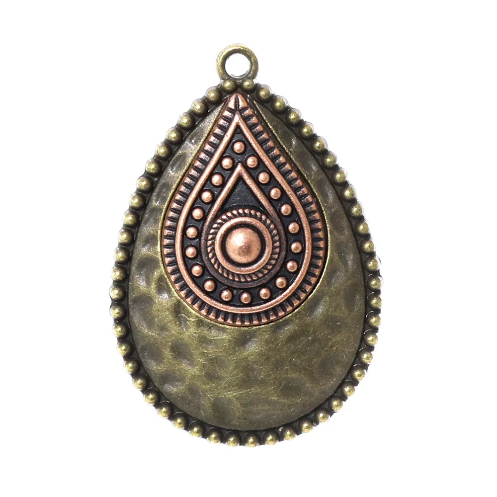 Retro Vintage Ethnic Bohemia Teardrop Pendants for Women Earrings Necklaces Charms for DIY Making Jewelry Accessories - Antiq