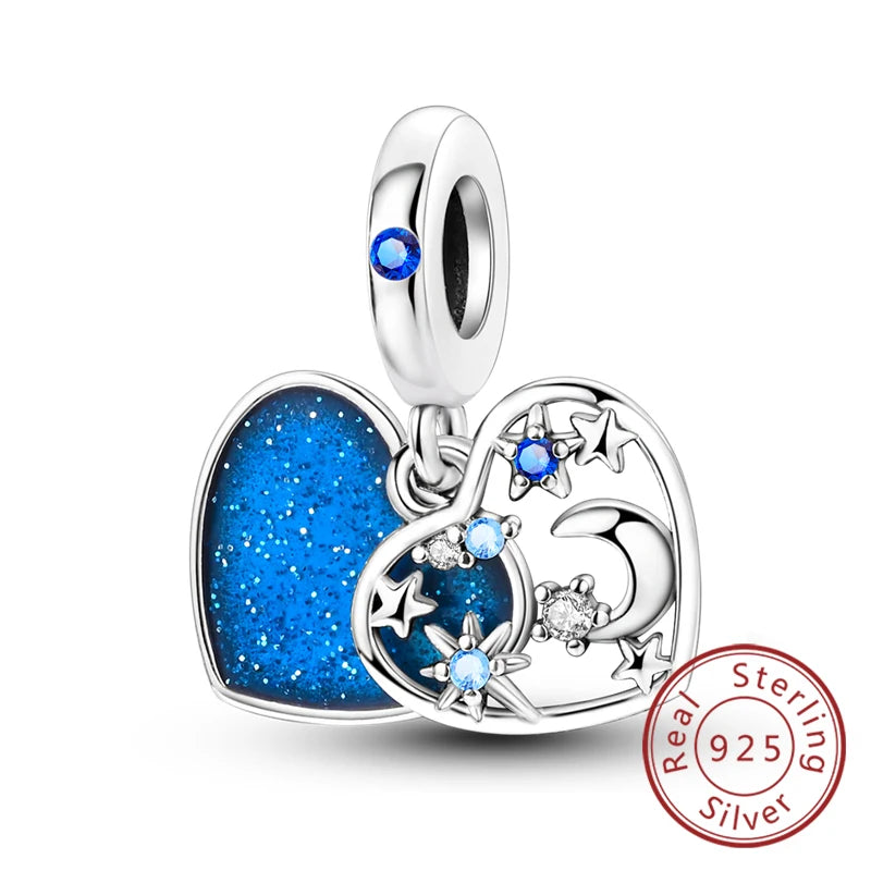 925 Sterling Silve Charms Beads Forever Love Heart Sister Family Life Charms Dangle For Bracelet Woman Jewelry Gifts - KTC945