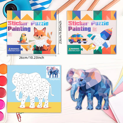8 Patterns Puzzle Stickers Crafts for Kids Sticker Painting Gift Party Favor Creations Animal Vechile Art Play for Kids' Crea