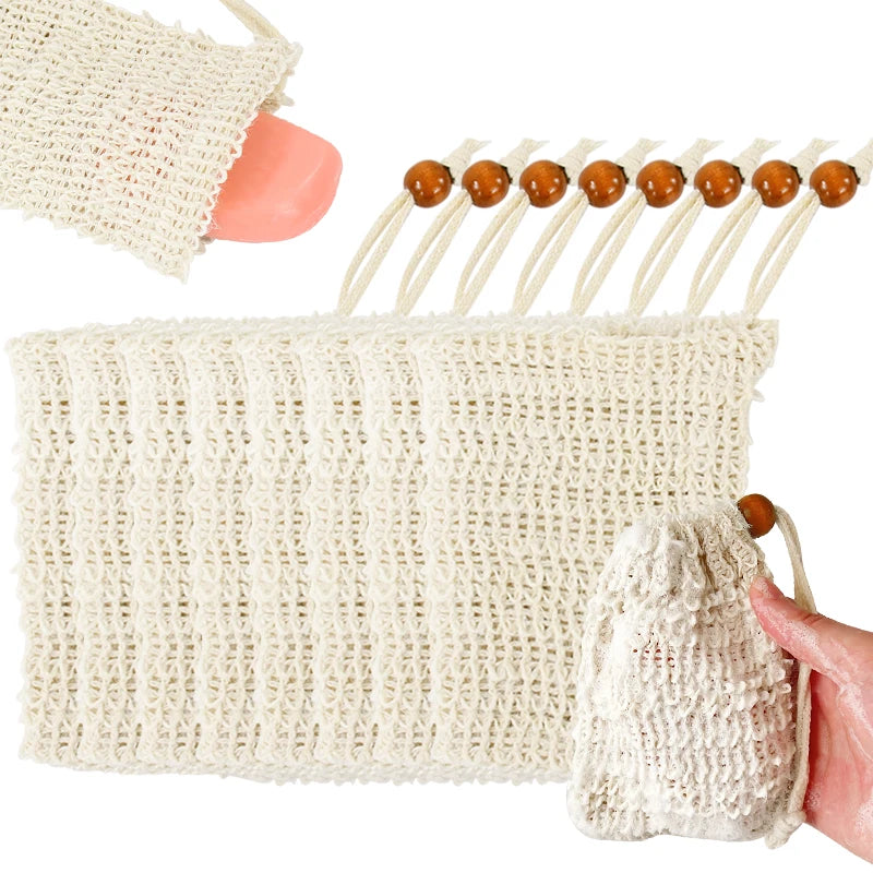 5-50pcs Natural Sisal Soap Bags Shower Bath Exfoliating Soap Saver Pouch Holder for Bath & Shower Use Soap Packaging Mesh Bag