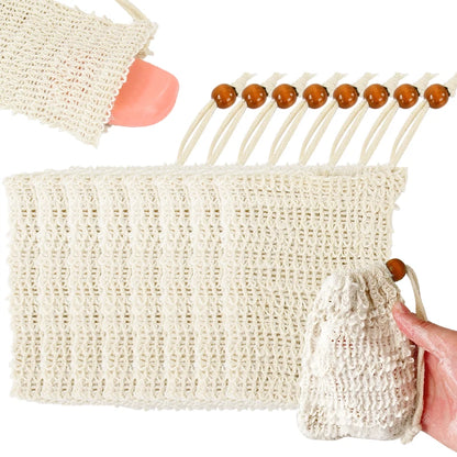 5-50pcs Natural Sisal Soap Bags Shower Bath Exfoliating Soap Saver Pouch Holder for Bath & Shower Use Soap Packaging Mesh Bag