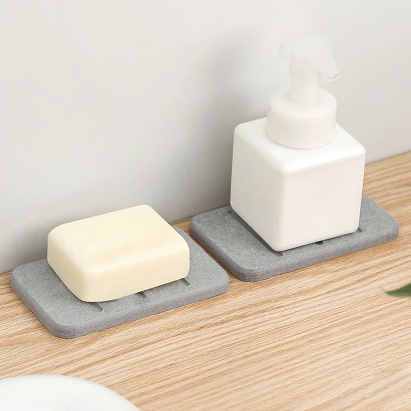 Diatom Mud Soap Dish Quick-Dry Pad Bathroom Countertop Soap Toiletries Absorbent Mat Rectangular Soap Holder Bathroom Supplie