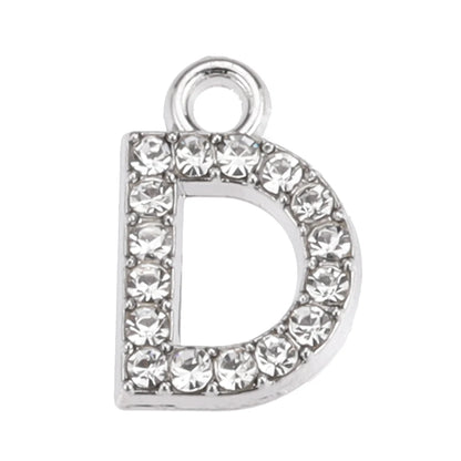 10/26pcs Silver Color Alloy Crystal Mini Alphabet 26 Letter Charms Pendants for Women Necklace Earring Jewelry Accessories - 
