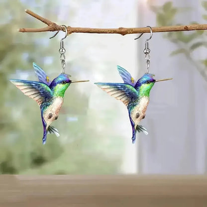 FTCY Acrylic Hummingbird Earrings For Women Retro Style Colorful Bird Drop Earrings Women's Jewelry Gifts - 8