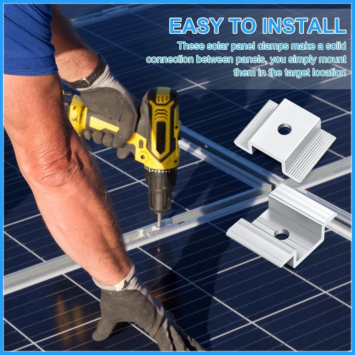 48/24/12pcs Solar Panel Mid Clamps Photovoltaic Panel Bracket PV Panel Mid Clamp Aluminum Solar Clips For Fixed 35-50mm Frame