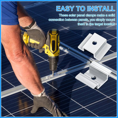 48/24/12pcs Solar Panel Mid Clamps Photovoltaic Panel Bracket PV Panel Mid Clamp Aluminum Solar Clips For Fixed 35-50mm Frame