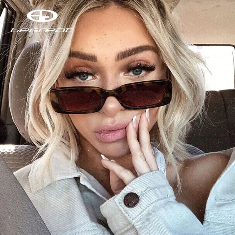 BEGREAT Fashion Retro Small Rectangle Sunglasses Brand Designer Vintage Travel Female Sun Glasses Eyewear Shade UV400 Protect