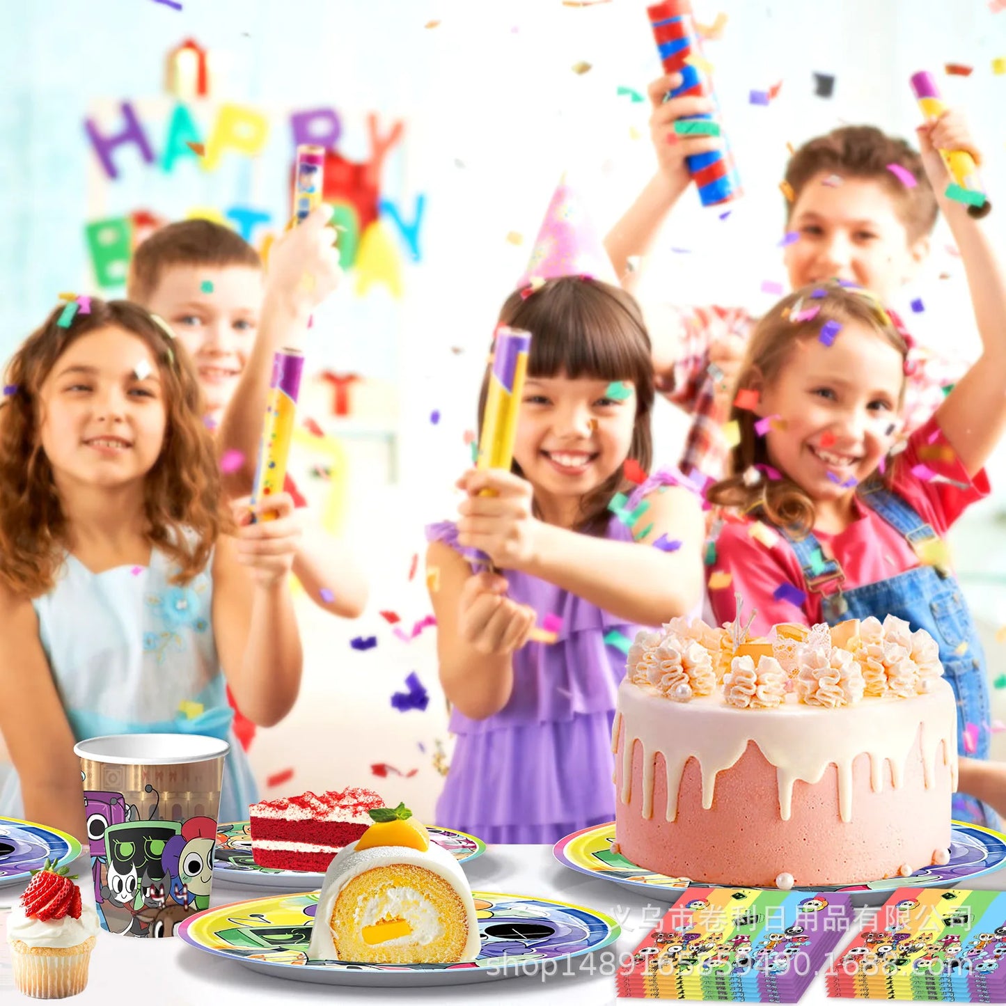 Dandys World Theme Birthday Party Decoration Disposable Tableware Dandy Balloon Napkin Backdrop For Baby Shower Kid Gift Supp