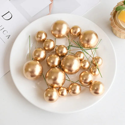 20Pcs Colorful Balls Cake Topper Mini Balloons Cupcake Insert Sticks for Wedding Birthday Party Cake DIY Decoration Baby Show