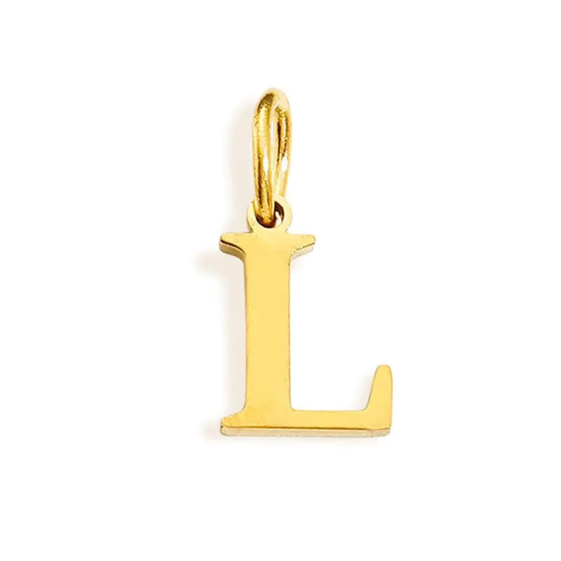 26 Letter Alphabet Initial 10mm Charm Pendant Jewelry Gold Stainless Steel Simple PVD Plated DIY Necklace Bracelet Jewelry - 