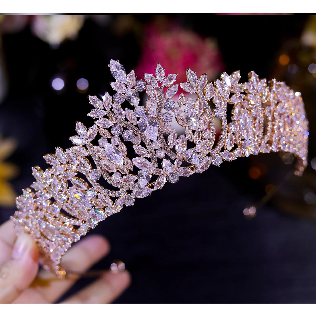 ASNOR Silver Color Bridal Tiaras New Crown Cubic Zirconia Crystal Headpieces Pageant Diadema Wedding Hair Accessories A01539 